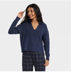 A New Day Navy Ribbed Sweater Set – Size Large – Good Condition